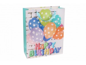 Пакет подарунковий "Happy Birthday з кульками" (02), 26х32х10см